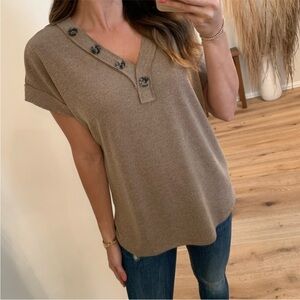 Chloe Button Top - Mocha